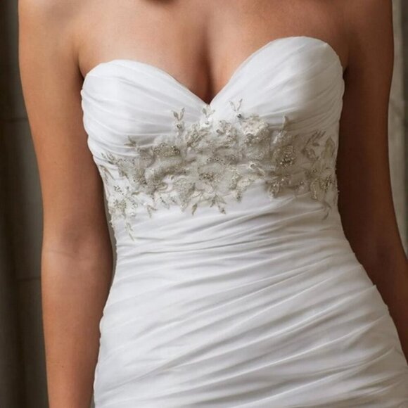 WTOO Ivory Embellished Strapless Organza Ruffle Wedding Gown - Picture 5 of 5